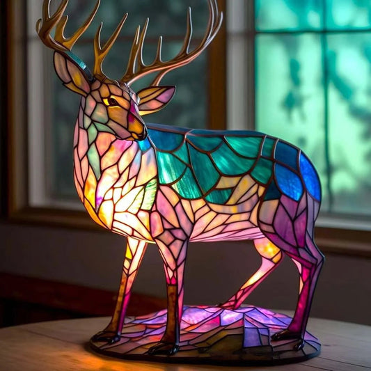 Verlichte Dierenkunst – Handgemaakte Mythische Verlichting in Amber, Groen, Blauw en Chocoladeglas met Batterijvoering 1