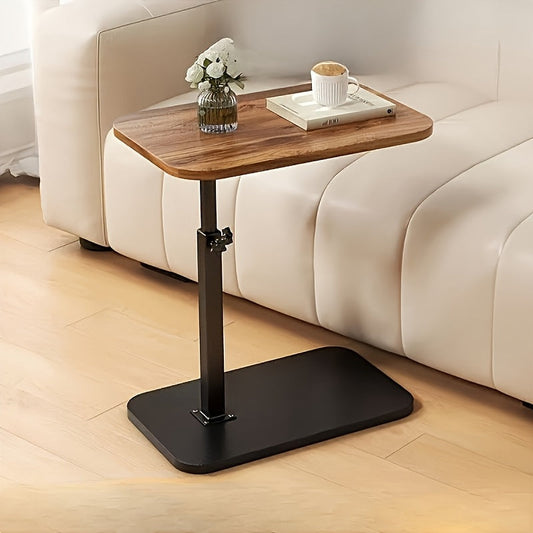 Verstelbare Bijzettafel met Houten Bovenblad en Stalen Frame – Ideaal voor Bank of Bed, Hoogte 45-80 cm 1