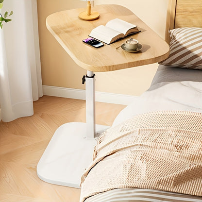 Verstelbare Bijzettafel met Houten Bovenblad en Stalen Frame – Ideaal voor Bank of Bed, Hoogte 45-80 cm 2