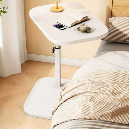 Verstelbare Bijzettafel met Houten Bovenblad en Stalen Frame – Ideaal voor Bank of Bed, Hoogte 45-80 cm 9