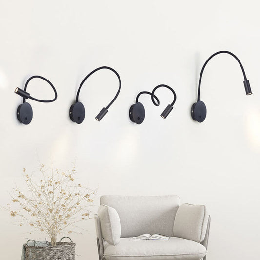 Verstelbare Zwarte LED-Wandlamp met 360-Graden Licht voor Binnen - Modern en Energiezuinig Design 0