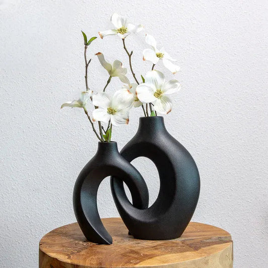 Vervlochten Bloemenvaas van Keramiek – Elegante Vaas voor Bloemstukken, 26,5 x 20,8 x 21 cm 0