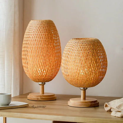 Vintage Bamboe Tafellamp – Rustiek Design voor Warme Sfeer in Woonkamer en Slaapkamer