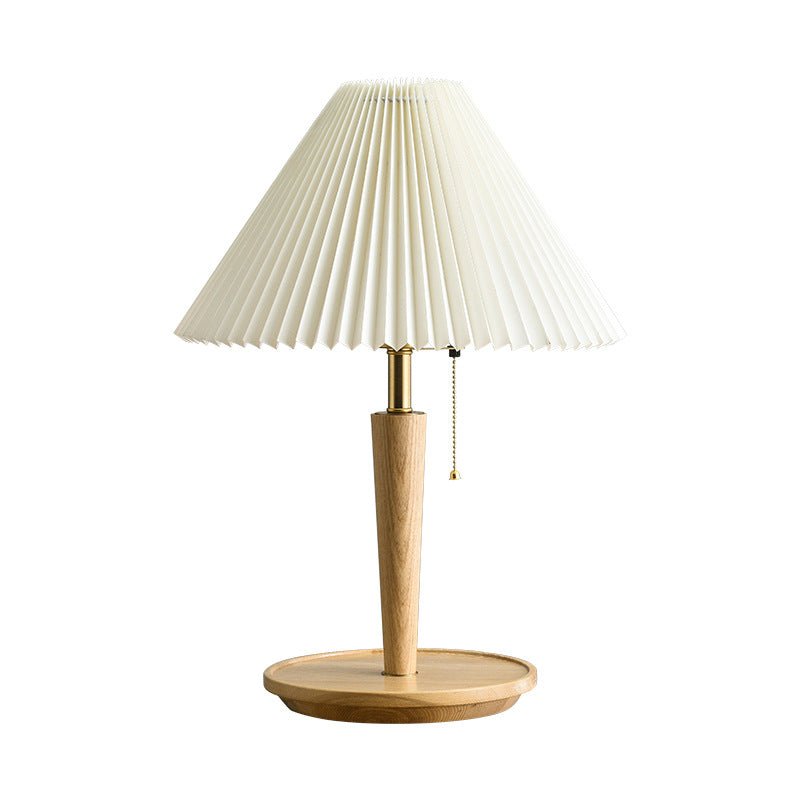 Vintage Geplooide Houten Tafellamp met LED Verlichting - Tijdloos Design voor Woonkamer en Slaapkamer 9