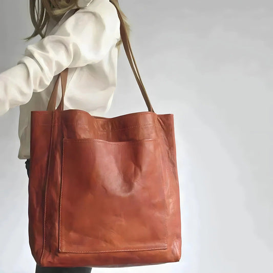 Vintage Leren Damestas Julienne met Luxe Suède Interieur en Duurzame Rits – Grote Dames Tas in Bruin 1