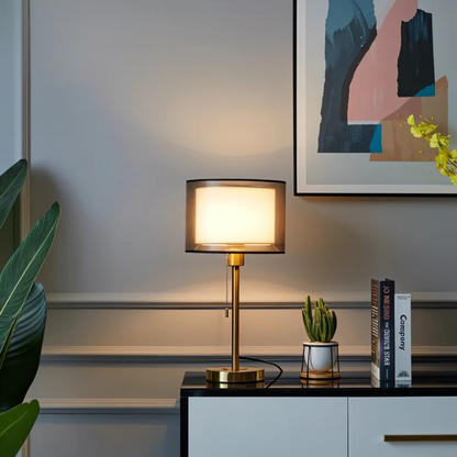 Vintage Tafellamp met Dubbele Stoffen Kap – Sfeervolle Verlichting voor Elke Ruimte 4