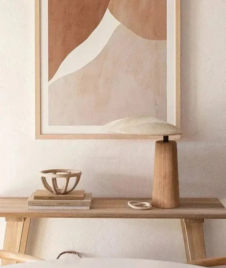 Vintage Wabi-Sabi Tafellamp van Hout en Metaal met LED Verlichting – Sfeervolle Interieurverlichting 4