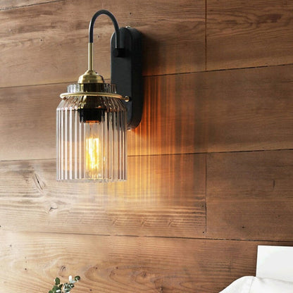 Vintage Wandlamp met Geribbelde Glazen Kap voor Binnengebruik – Dimbaar Muurlamp voor Sfeervolle Verlichting 6