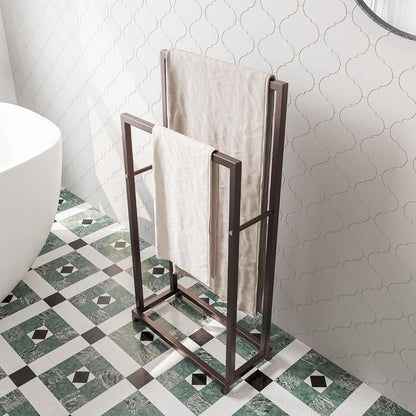Vrijstaand Handdoekenrek Zwart van Staal met 2 Stangen voor Badkamer en Keuken - Multifunctioneel en Stijlvol 8