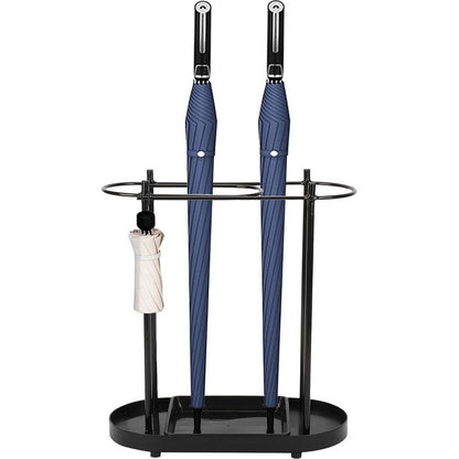 Vrijstaande Metalen Paraplubak met Regenschaal – 53 x 36 x 18,5 cm – Zwart 2