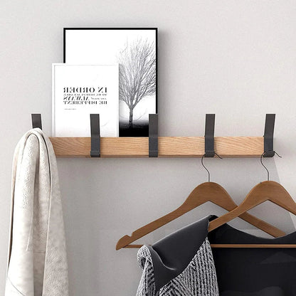 Wandkapstok Nordic van Hout met Verplaatsbare Kapstokhaken – Zwart, 40 cm, Ruimtebesparend en Multifunctioneel 1