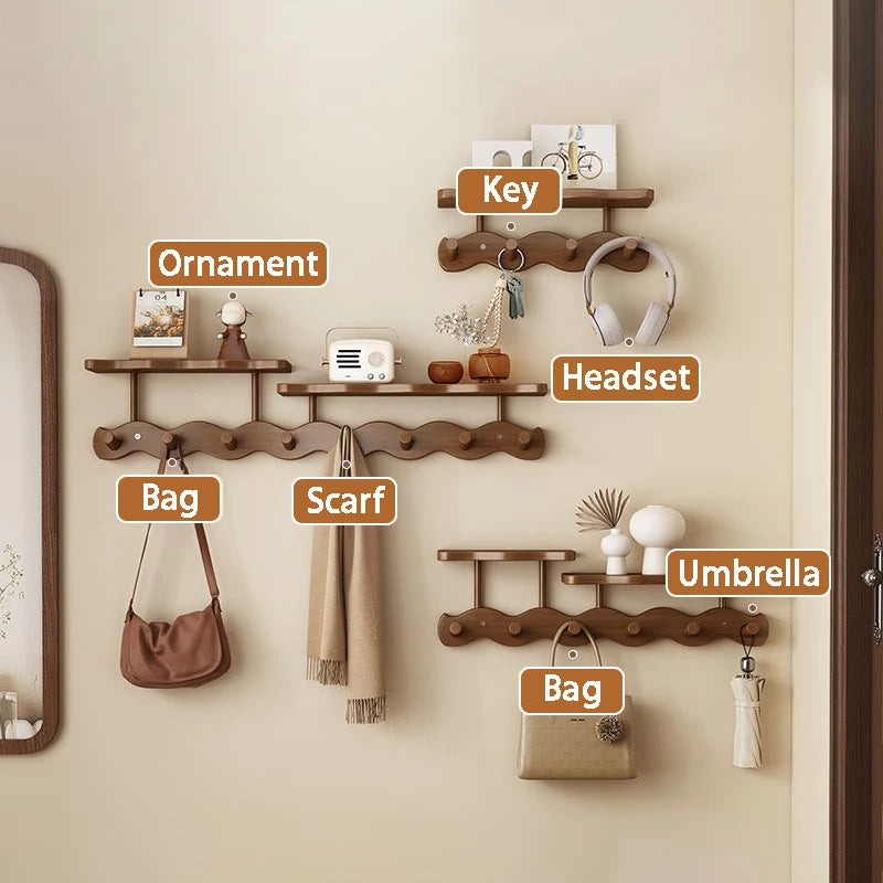 Wandkapstok Zwart met Kapstokhaken voor Kleding en Sleutels – Ruimtebesparend Ontwerp voor Entreehal 1