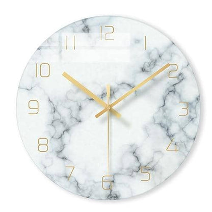 Wandklok met Marmerlook en Minimalistisch Design – 30 cm Stille Quartz Klok voor Moderne en Klassieke Interieurs 0