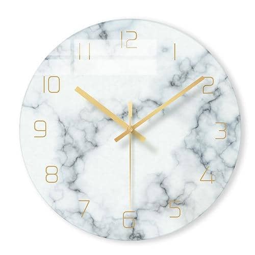 Wandklok met Marmerlook en Minimalistisch Design – 30 cm Stille Quartz Klok voor Moderne en Klassieke Interieurs 0