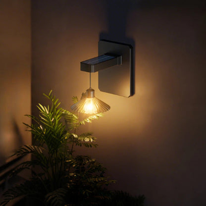 Wandlamp Buiten met Zonne-energie en Automatische Schemersensor – Weerbestendig Geplisseerd Ontwerp voor Tuin en Terras 2