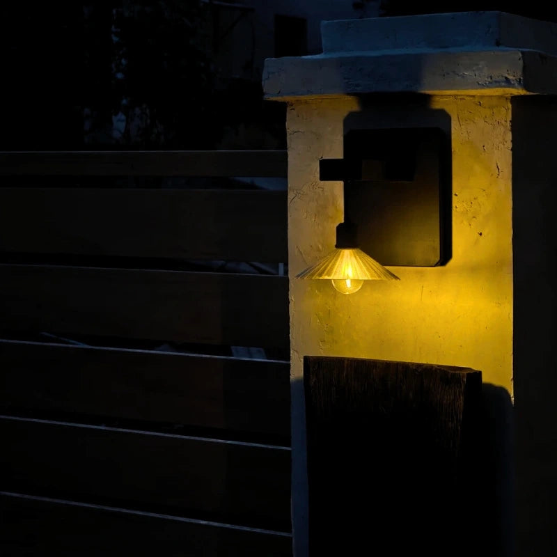 Wandlamp Buiten met Zonne-energie en Automatische Schemersensor – Weerbestendig Geplisseerd Ontwerp voor Tuin en Terras 3