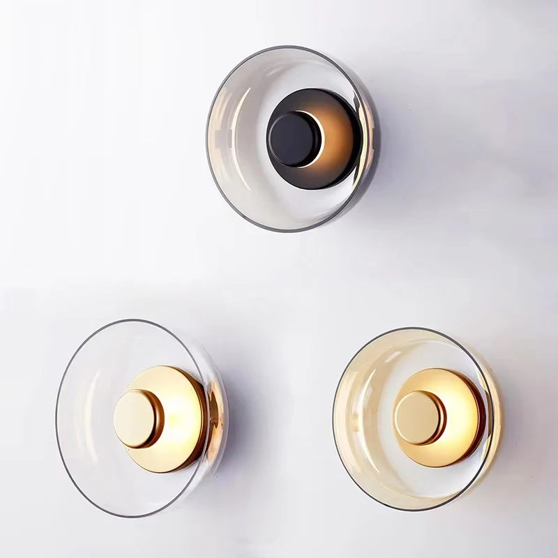 Wandlamp Zwart van Glas met Warm Wit Licht – Decoratieve Muurlamp voor Slaapkamer en Woonkamer, Inclusief LED Verlichting 0