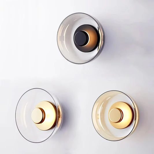 Wandlamp Zwart van Glas met Warm Wit Licht – Decoratieve Muurlamp voor Slaapkamer en Woonkamer, Inclusief LED Verlichting 0