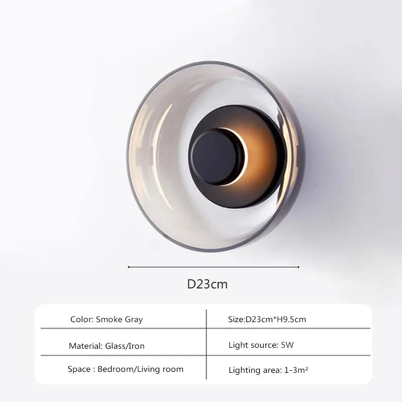 Wandlamp Zwart van Glas met Warm Wit Licht – Decoratieve Muurlamp voor Slaapkamer en Woonkamer, Inclusief LED Verlichting 7