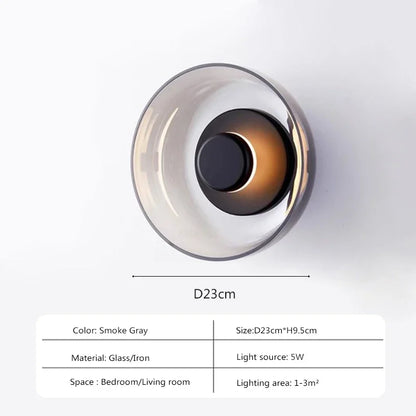 Wandlamp Zwart van Glas met Warm Wit Licht – Decoratieve Muurlamp voor Slaapkamer en Woonkamer, Inclusief LED Verlichting 7