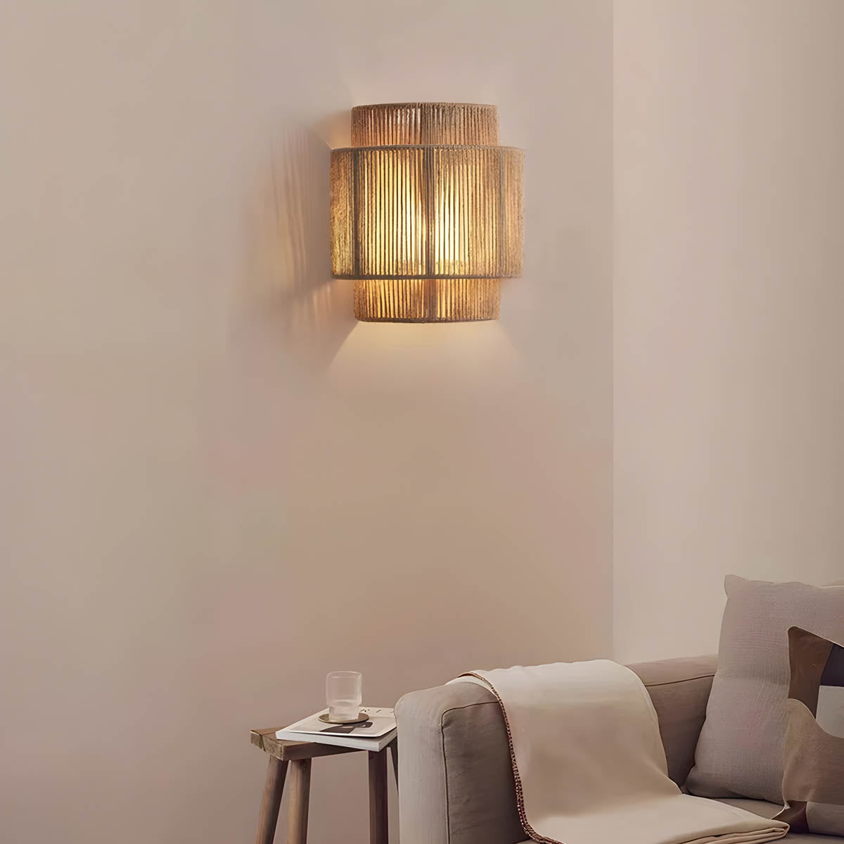 Wandlamp van Natuurlijke Materialen met Warme Verlichting – 25x23 cm Muurlamp voor Binnengebruik 3