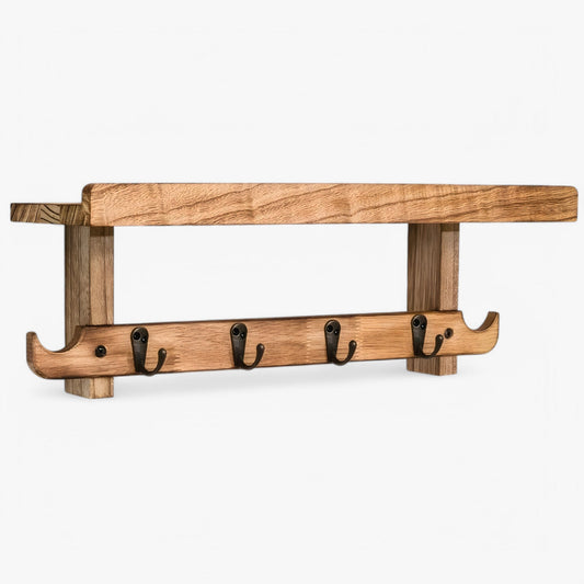 Wandrek met Kapstok en Bovenste Plank - Ruimtebesparend Ontwerp met 5 Haken voor Entree en Organisatie 0