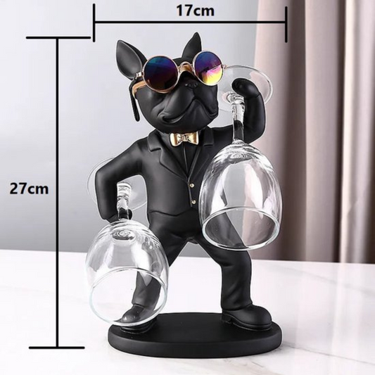 Håndlavet bulldog vinholder til stilfuld præsentation – Unikt dekor til vinelskere