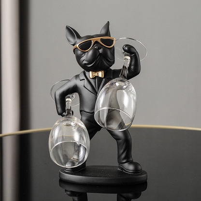 Håndlavet bulldog vinholder til stilfuld præsentation – Unikt dekor til vinelskere