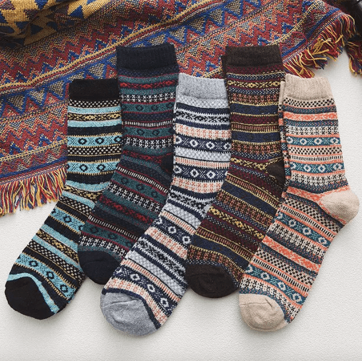 Winter Sokken Unisex met Wol en Katoen – Warm en Comfortabel met Scandinavisch Patroon – 5 Paar 0