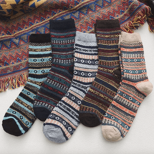 Winter Sokken Unisex met Wol en Katoen – Warm en Comfortabel met Scandinavisch Patroon – 5 Paar 0