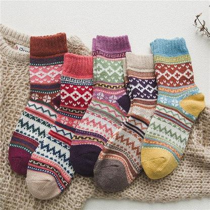 Winter Sokken Unisex met Wol en Katoen – Warm en Comfortabel met Scandinavisch Patroon – 5 Paar 7