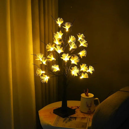 Witte Berk Glasvezel Bloem Boom Licht met Warm Wit Licht – USB en Batterij Voeding, Compact en Lichtgewicht Design 5