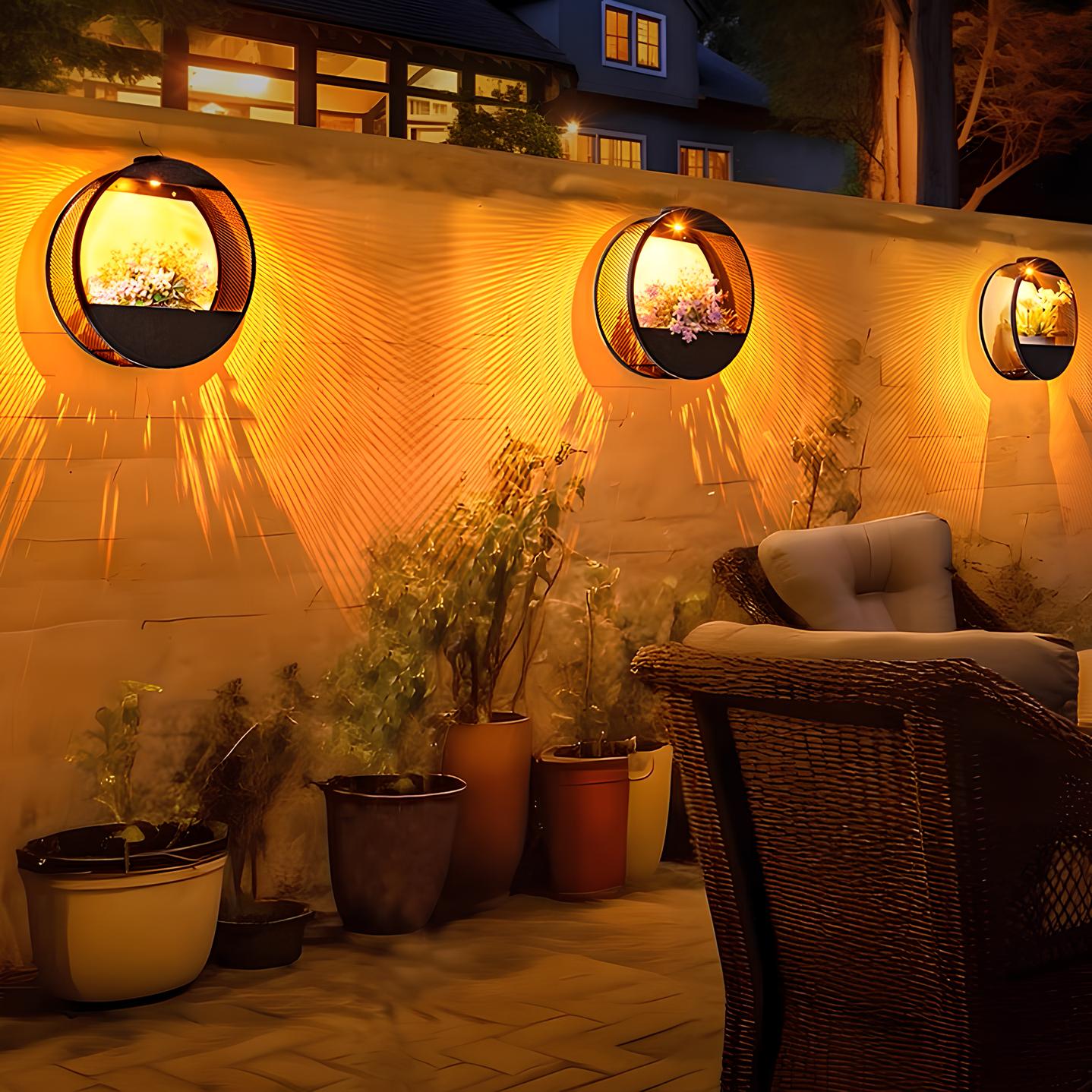 Zonne-energie Wandlamp Met Bloempot - Draadloos Waterdicht Buitenlamp Met Schemersensor 2