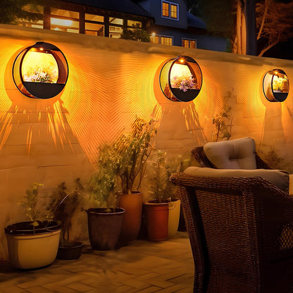Zonne-energie Wandlamp Met Bloempot - Draadloos Waterdicht Buitenlamp Met Schemersensor 2