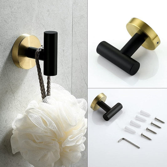Zwart Gouden Badkameraccessoires Set van Roestvrij Staal – Luxe en Modern Ontwerp voor Stijlvolle Badkamerupgrades 0
