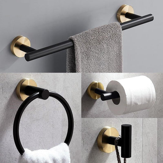Zwart Gouden Badkameraccessoires Set van Roestvrij Staal – Luxe en Modern Ontwerp voor Stijlvolle Badkamerupgrades 1