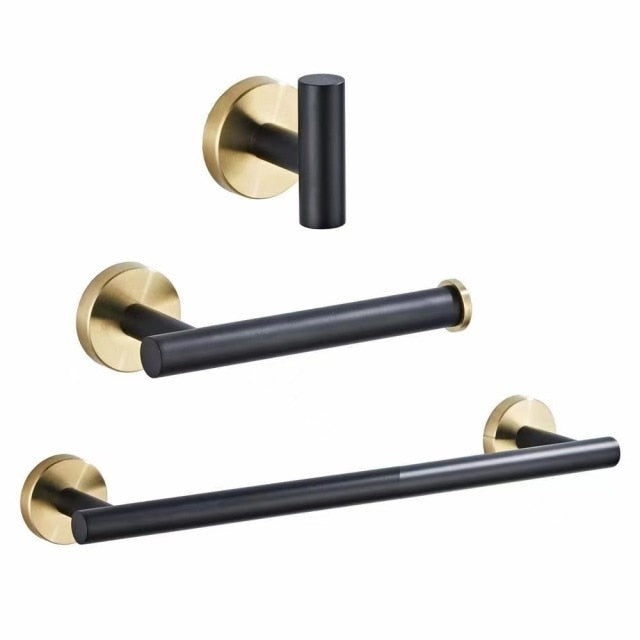Zwart Gouden Badkameraccessoires Set van Roestvrij Staal – Luxe en Modern Ontwerp voor Stijlvolle Badkamerupgrades 10