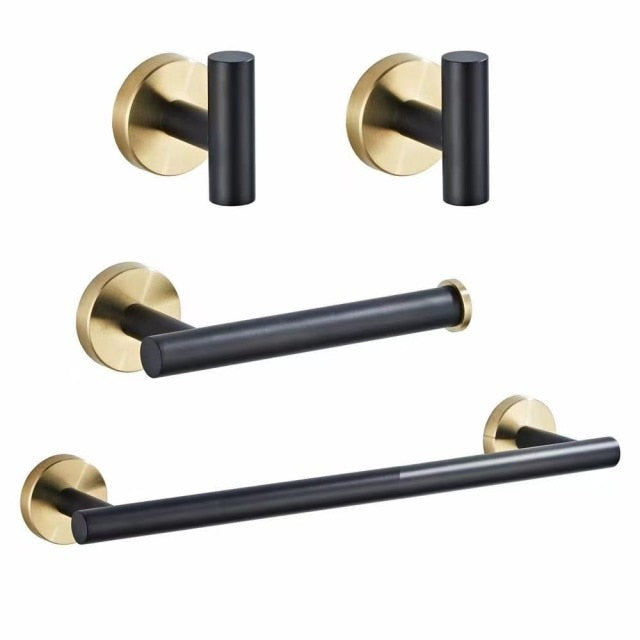 Zwart Gouden Badkameraccessoires Set van Roestvrij Staal – Luxe en Modern Ontwerp voor Stijlvolle Badkamerupgrades 11