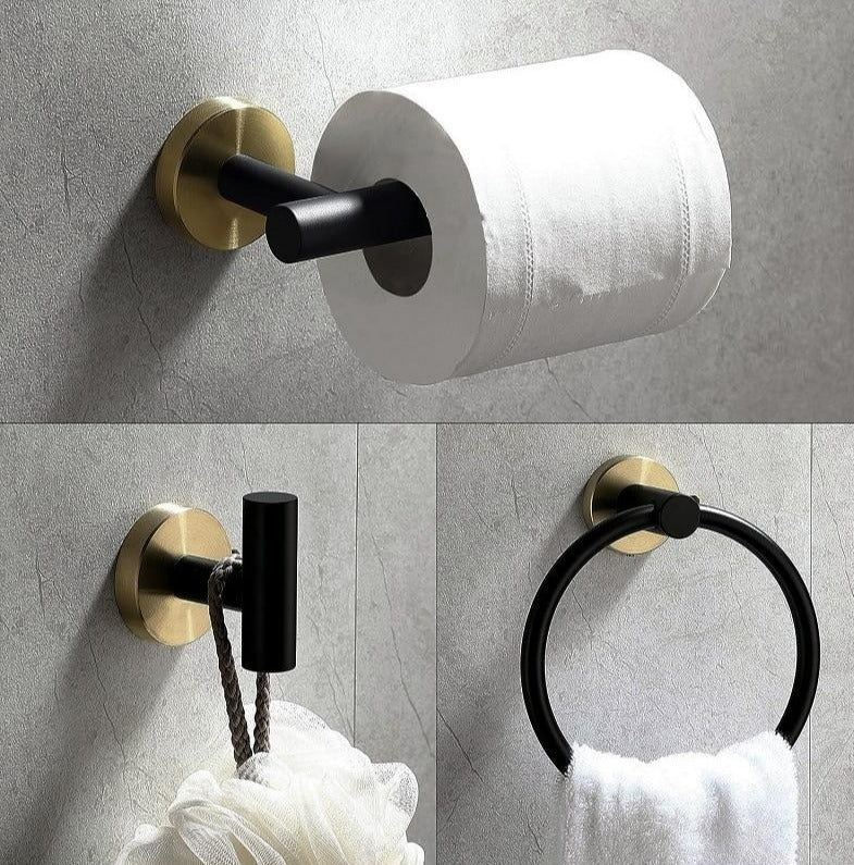 Zwart Gouden Badkameraccessoires Set van Roestvrij Staal – Luxe en Modern Ontwerp voor Stijlvolle Badkamerupgrades 2