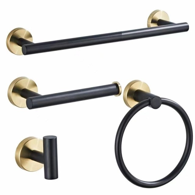 Zwart Gouden Badkameraccessoires Set van Roestvrij Staal – Luxe en Modern Ontwerp voor Stijlvolle Badkamerupgrades 9