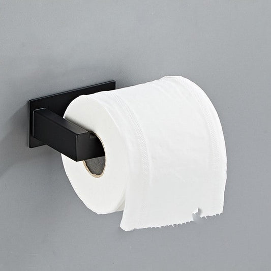 Zwarte Toiletrolhouder van Roestvrij Staal – Staande WC Rolhouder zonder Boren voor Luxe Badkamer 0