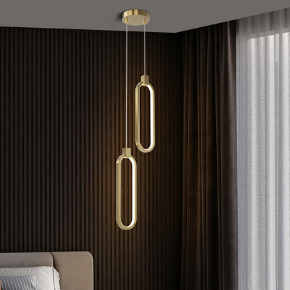2-Lichts Hanglamp in Goud Messing voor Eettafel en Woonkamer – Moderne Cirkelvorm met Verstelbare Ophanglengte