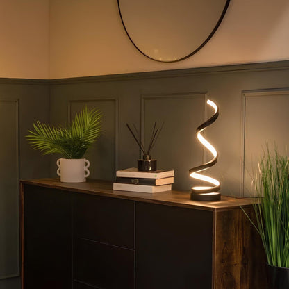 Oplaadbare Tafellamp met Dimbare Verlichting en Drie Lichtkleuren – Modern Spiraalontwerp voor Thuis en Kantoor