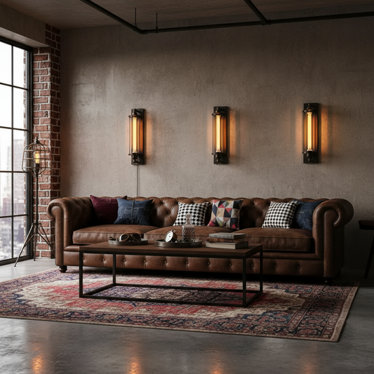 Industriële Wandlamp Zwart met Retro Design