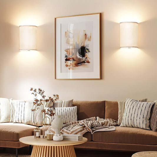 Linnen Gloed Wandlamp met Afstandsbediening en Dimbare Verlichting – Draadloze Muurlamp voor Binnen met 13 Kleuren