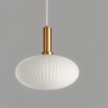 Variant image for Vetreria Hanglamp met Geribbelde Glazen Kap en Verguld Messing Accent – Elegante Woonkamer of Eetkamer Lamp-10