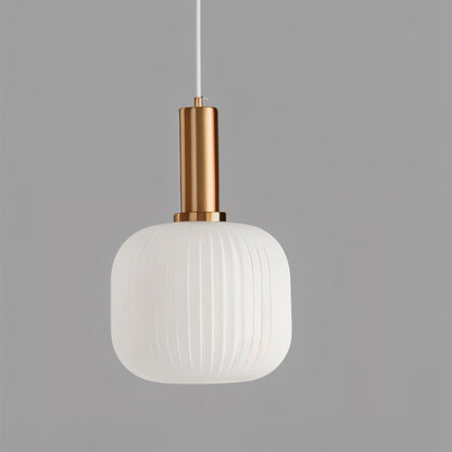 Variant image for Vetreria Hanglamp met Geribbelde Glazen Kap en Verguld Messing Accent – Elegante Woonkamer of Eetkamer Lamp-9
