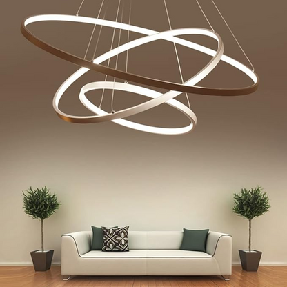 Moderne Kroonluchter in Goud of Zwart met Aanpasbare Ringen – Elegante LED Verlichting voor Woonkamer en Slaapkamer